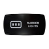 MARKER LIGHTS horizontal rocker switch with laser-etched marker / clearance lights icon, in daylight