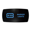MARKER LIGHTS horizontal rocker switch with laser-etched marker / clearance lights icon, with the blue LED backlight on