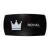 ROYAL horizontal rocker switch with laser-etched crown icon, in daylight