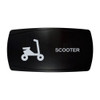 SCOOTER horizontal rocker switch with laser-etched scooter / moped icon, in daylight