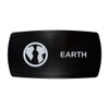 EARTH horizontal rocker switch with laser-etched planet earth icon, in daylight