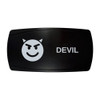 DEVIL horizontal rocker switch with laser-etched devil icon, in daylight