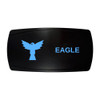 EAGLE horizontal rocker switch with laser-etched eagle icon, with the blue LED backlight on