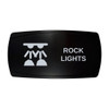 ROCK LIGHTS horizontal rocker switch with laser-etched rock lights icon, in daylight