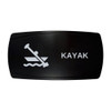 KAYAK horizontal rocker switch with laser-etched kayak / canoe icon, in daylight