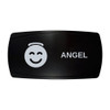 ANGEL horizontal rocker switch with laser-etched angel icon, in daylight