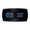 SPORT MODE horizontal rocker switch with laser-etched sport mode icon, with the blue LED backlight on