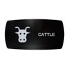 CATTLE horizontal rocker switch with laser-etched cow icon, in daylight