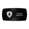 SURGE PROTECT horizontal rocker switch with laser-etched surge protect icon, in daylight