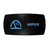 WIPER horizontal rocker switch with laser-etched wiper / washer icon, with the blue LED backlight on