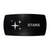 STARS horizontal rocker switch with laser-etched stars icon, in daylight