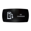 EV CHARGER horizontal rocker switch with laser-etched ev charger icon, in daylight
