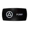 PUMP horizontal rocker switch with laser-etched pump icon, in daylight