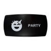 PARTY horizontal rocker switch with laser-etched party icon, in daylight