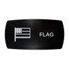 FLAG horizontal rocker switch with laser-etched flag icon, in daylight