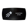 SHOOTING STAR horizontal rocker switch with laser-etched shooting star icon, in daylight