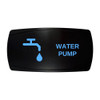 WATER PUMP horizontal rocker switch with laser-etched water pump / faucet icon, with the blue LED backlight on