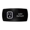 110V OUTLET horizontal rocker switch with laser-etched 110v outlet icon, in daylight