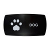 DOG horizontal rocker switch with laser-etched paw print icon, in daylight