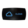 CLOUD horizontal rocker switch with laser-etched cloud icon, with the blue LED backlight on