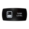 TANK LEVEL horizontal rocker switch with laser-etched tank level icon, in daylight
