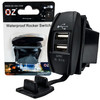 USB Port OZ-USA®  for Rocker Switch Panel Universal Dual Power Socket Blue LED Backlit for Can-Am Polaris RZR Truck UTV RV
