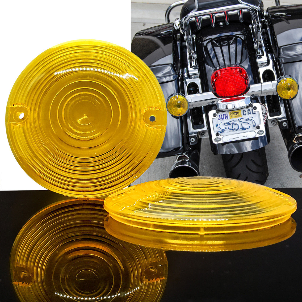 Blinker Yellow Lens Classic Harley Touring Pancake Road King Glide