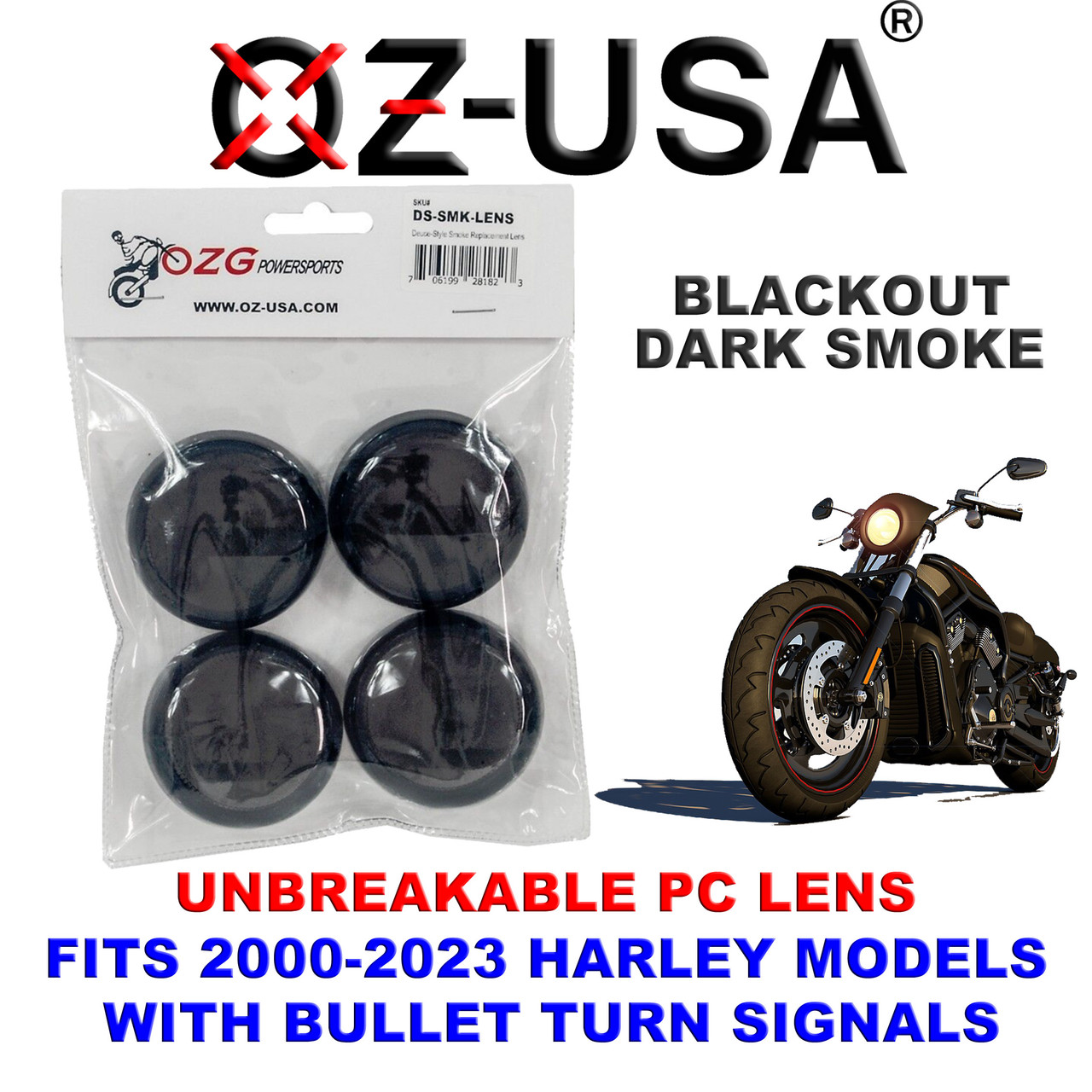 Dark Smoke Unbreakable Turn Signal Lens for Harley Motorcycles 