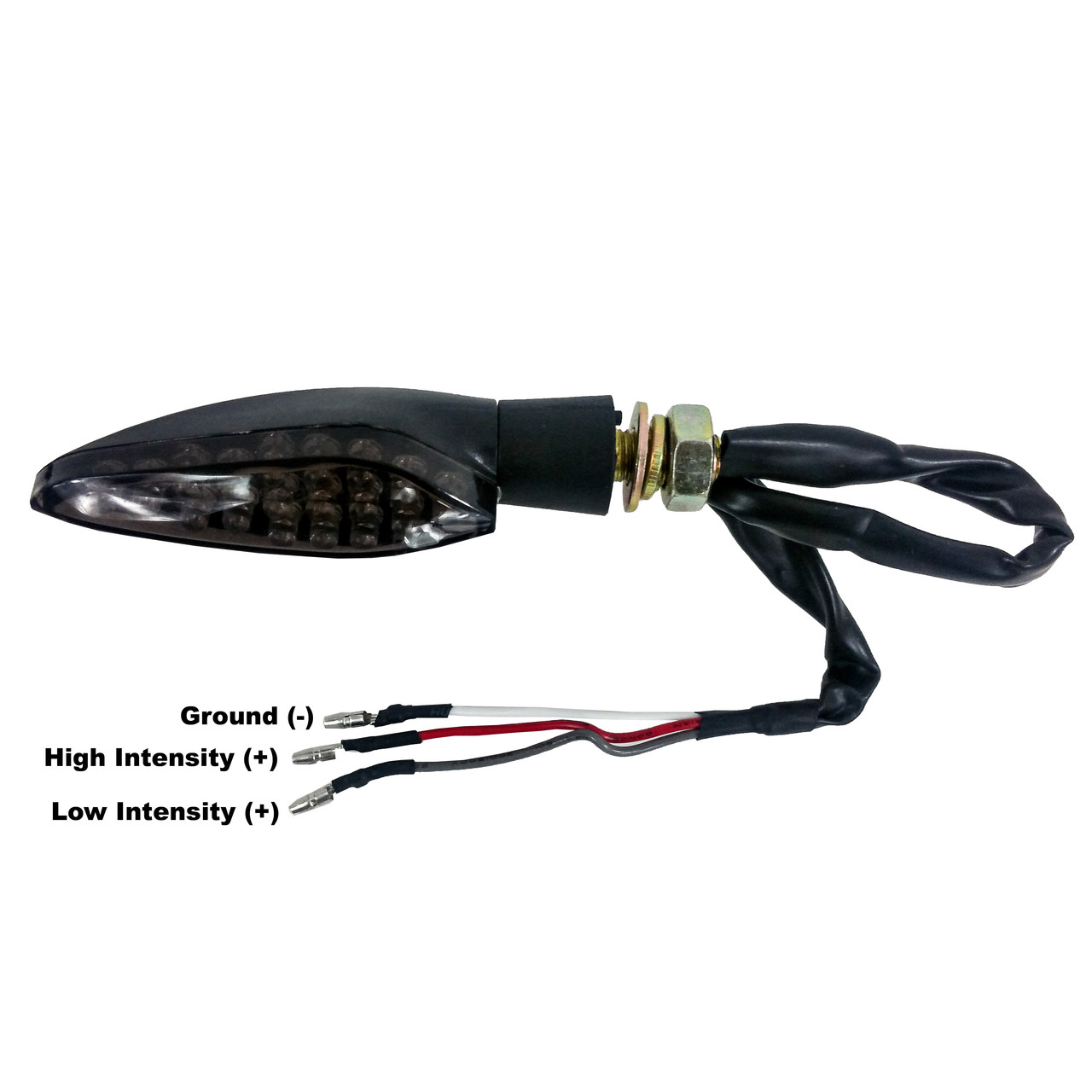2x Universal LED Motorcycle Turn Signal Indicators - Smoke Lens, Amber Light