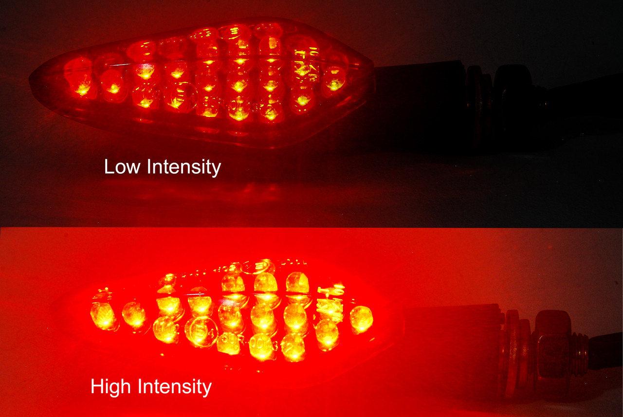 Motorcycle Turn Signal Red LED Light Rear Dual Intensity Smoke