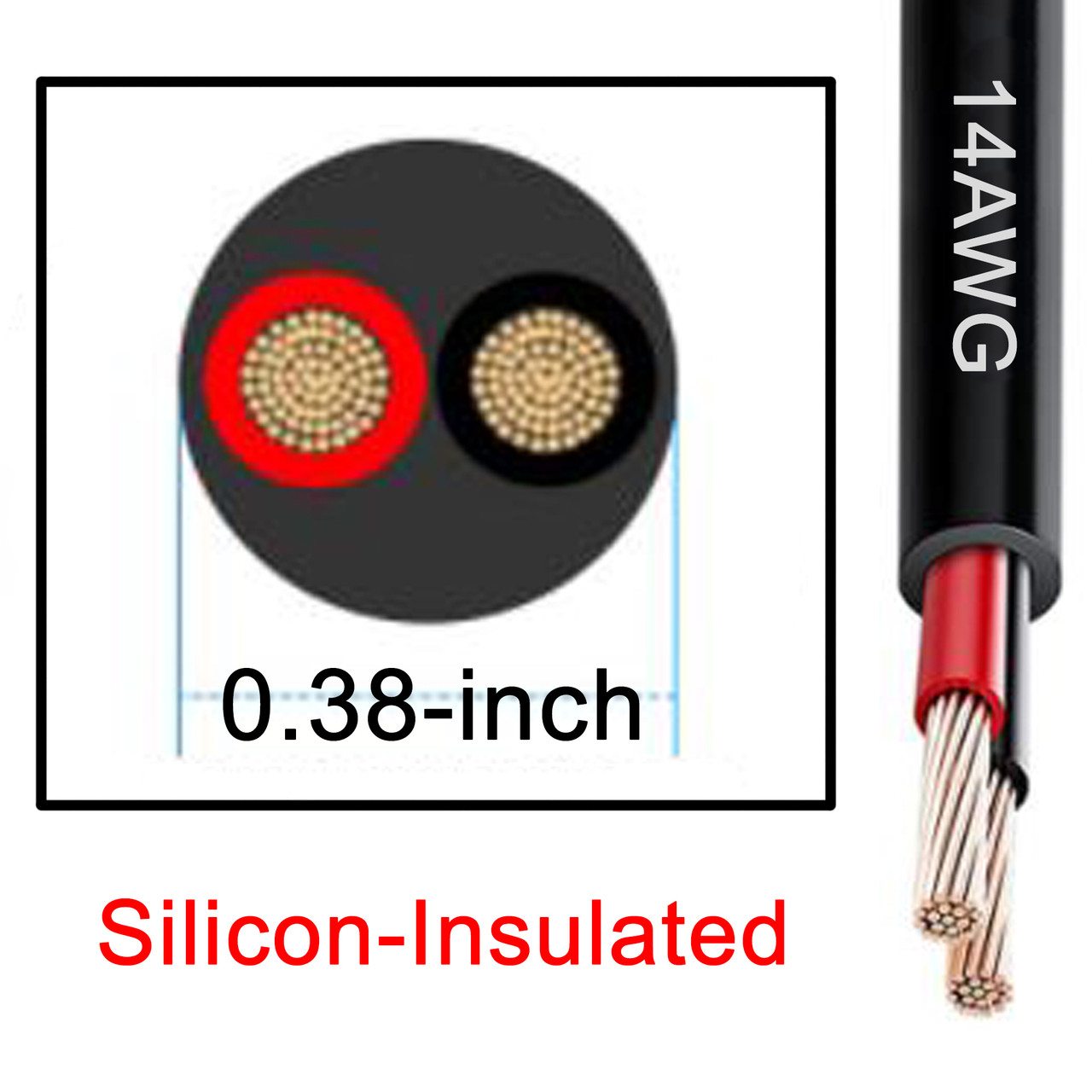 AWG 14/2 20 ft 2 Conductor Cable, Marine Grade Wiring 12v 24v