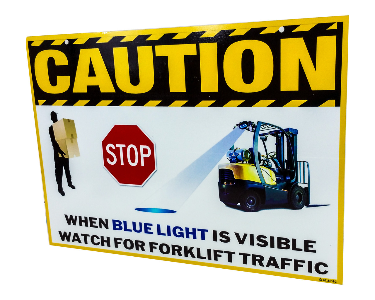 Warning sign for blue forklift led warehouse safety lights