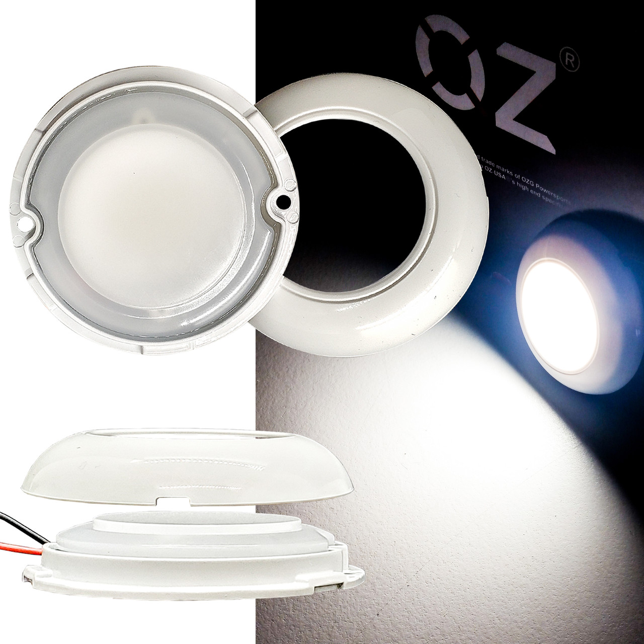 Flush Mount Interior RV LED Lights 3-1/2 Inch Round With Switch, 4 Pack