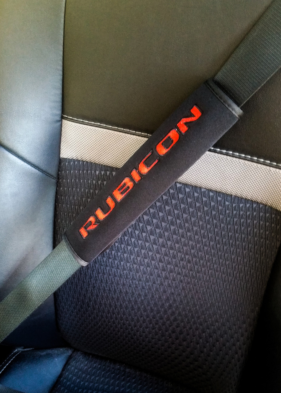 Rubicon Logo Black Neoprene Automotive Jeep Seat Belt Covers Safety Shoulder Pad Travel Bag