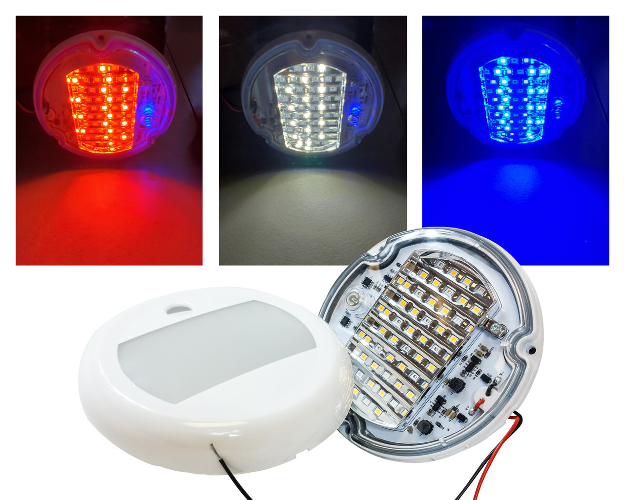 5 Round Red White Blue Led Color Changing Dome Light Touch Sensor Switch Lighting Fixture Interior Exterior Marine Rv Truck Boat Wheelhouse Trailer