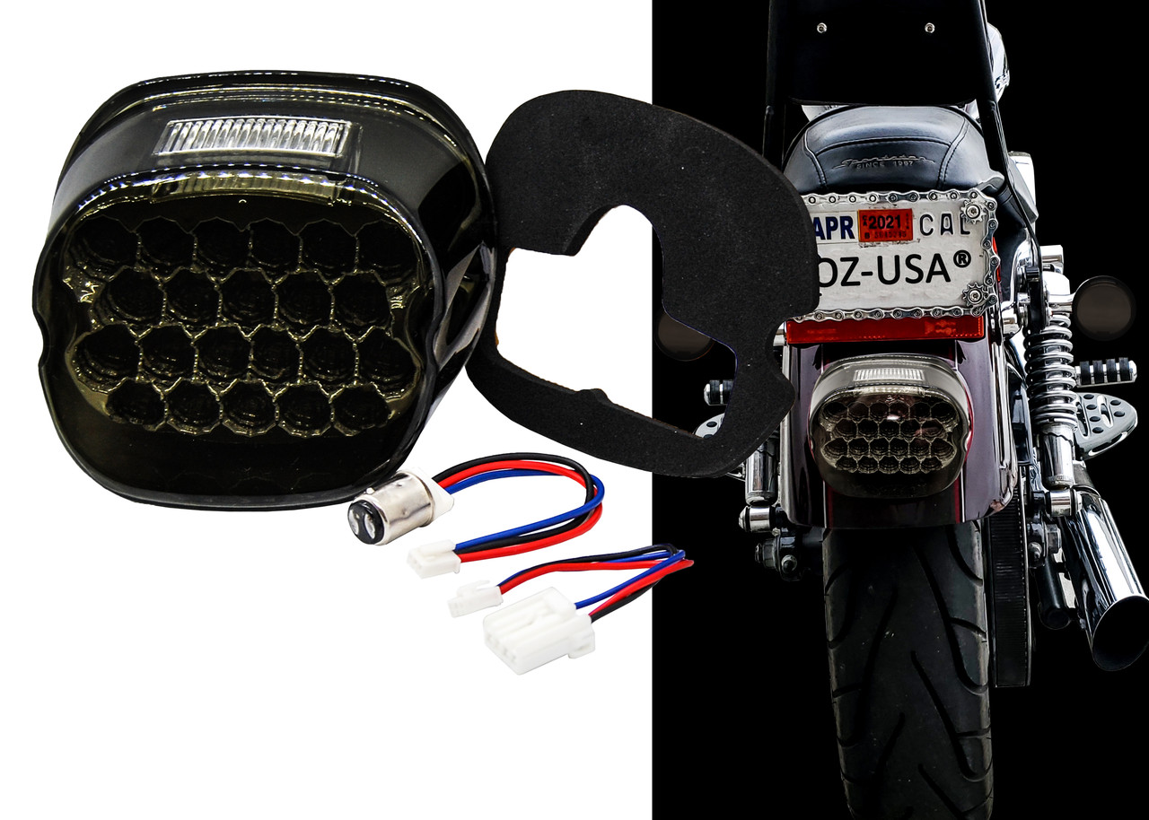 FL Smoke Lens Red LED Tail Brake Light Plug and Play for Harley
