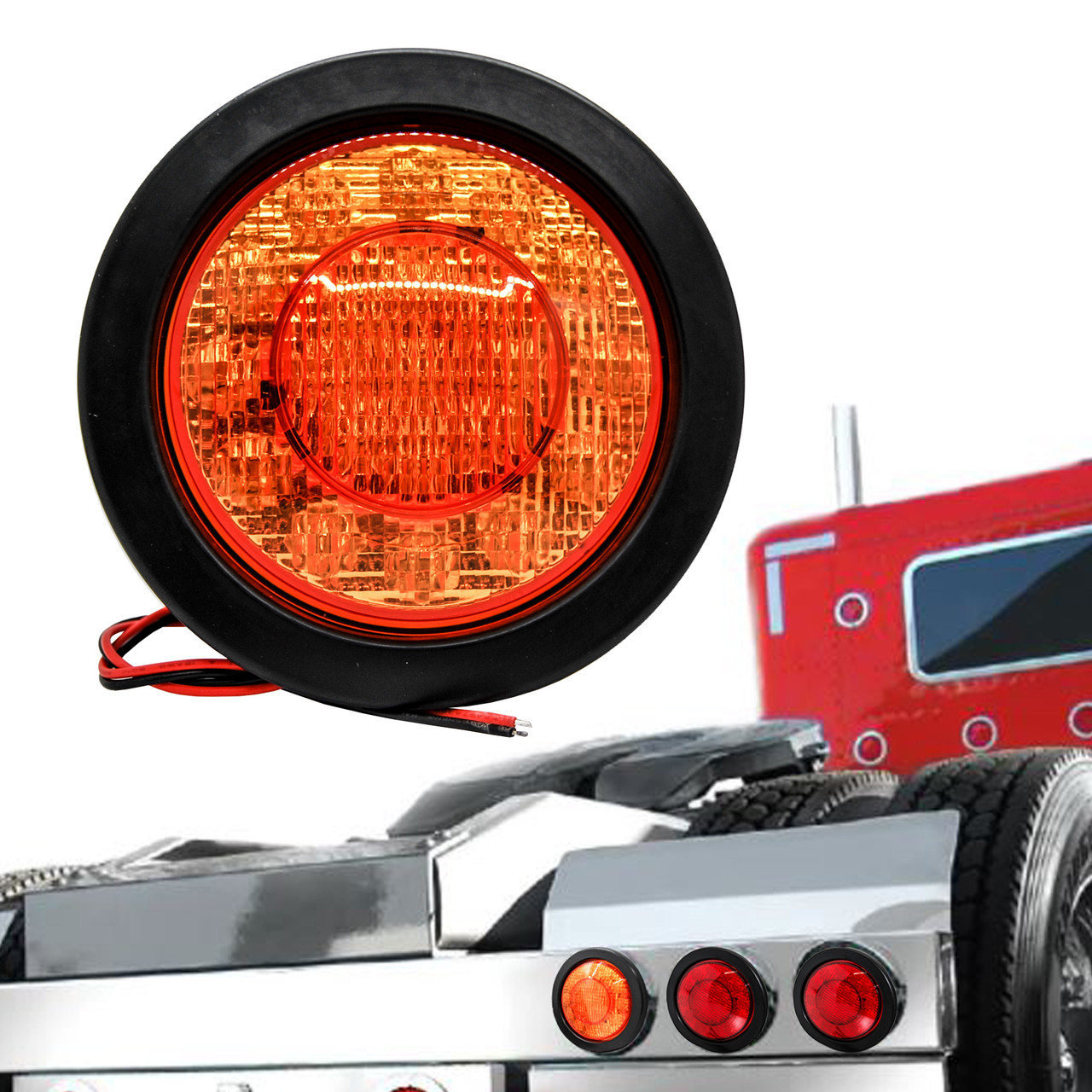 5.5 inch Round Amber Lens 21-LED Turn Signal Light Flush Mount