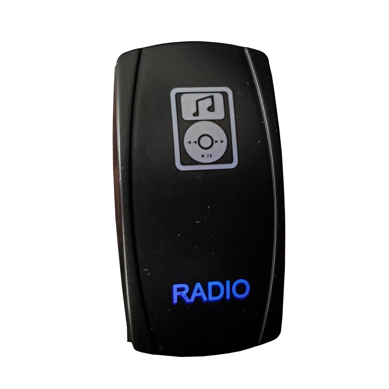 Radio On/Off Rocker Switch 4-Pin SPST OZ-USA® Laser Etch Blue LED