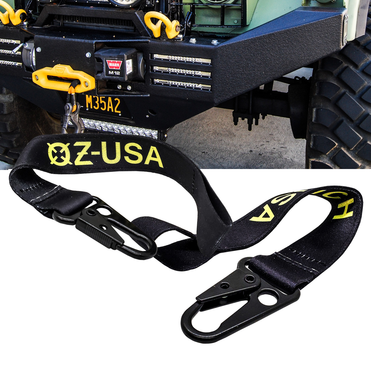 8 Winch Hook Tag Pull Safety Tie-Down Strap with Carabiner Clip