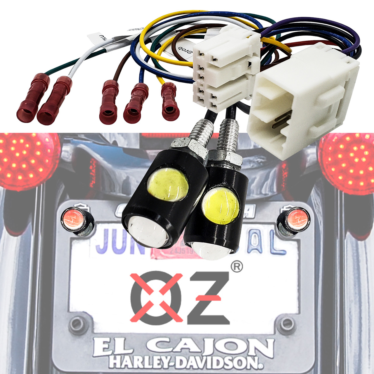 License Plate LED Light Bolt Brake Turn Signal Plug & Play for Harley  Motorcycles