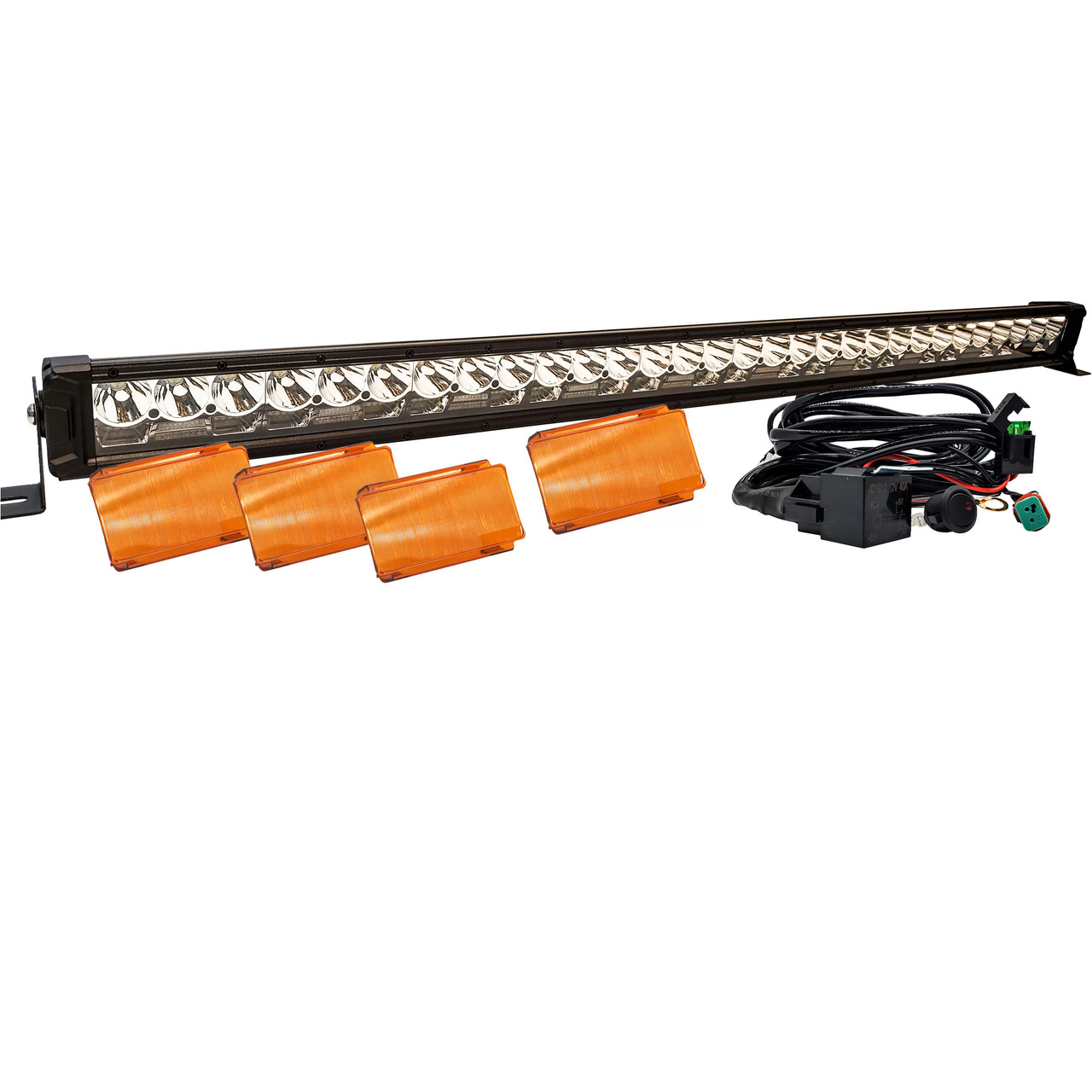 42 High Output Osram LED Light Bar DRL Function with Wire Harness Kit  Amber Lens Cover for Polaris RZR Cam-Am X3 UTV - OZ