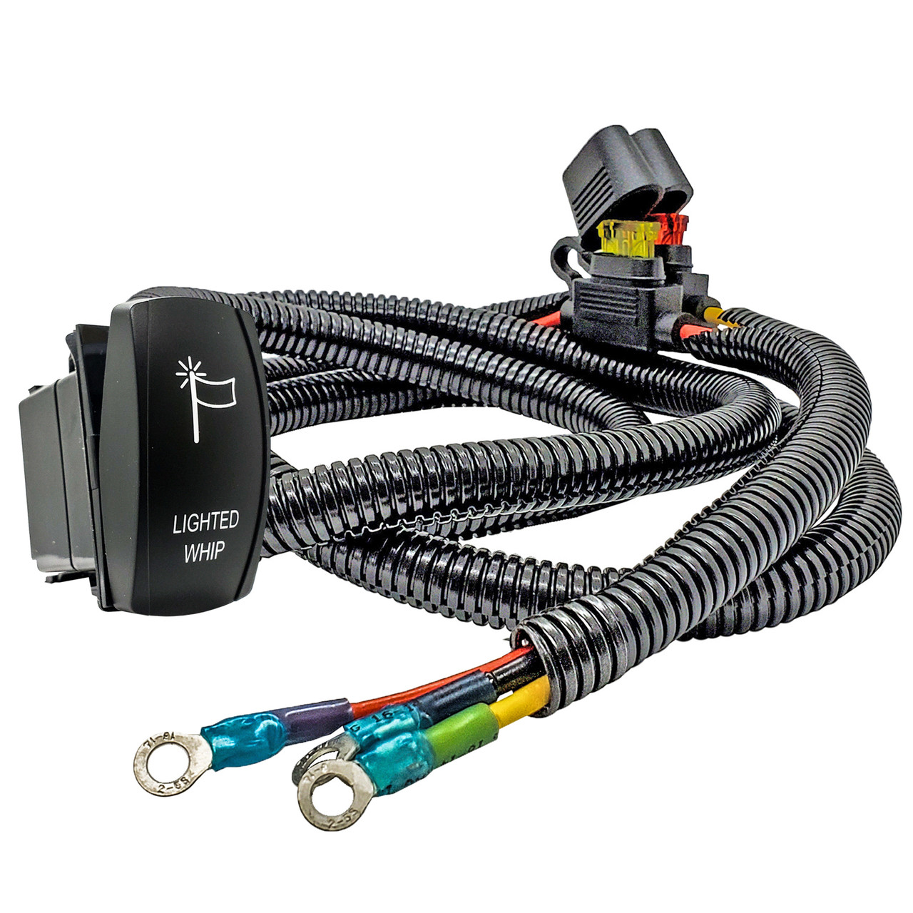 LIGHTED WHIP On/Off Rocker Switch with Power Busbar Distribution