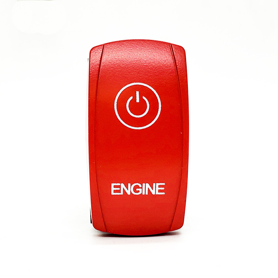 Engine Start On/Off Momentary Rocker Switch 4-Pin Laser Etch Red