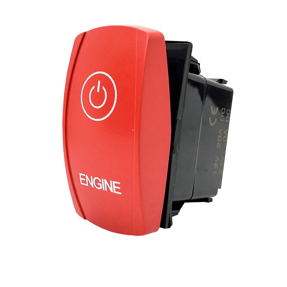 Stop Start Rocker Switch Engine Start On/Off Momentary Rocker Switch 4-Pin Laser Etch Red Plate ...