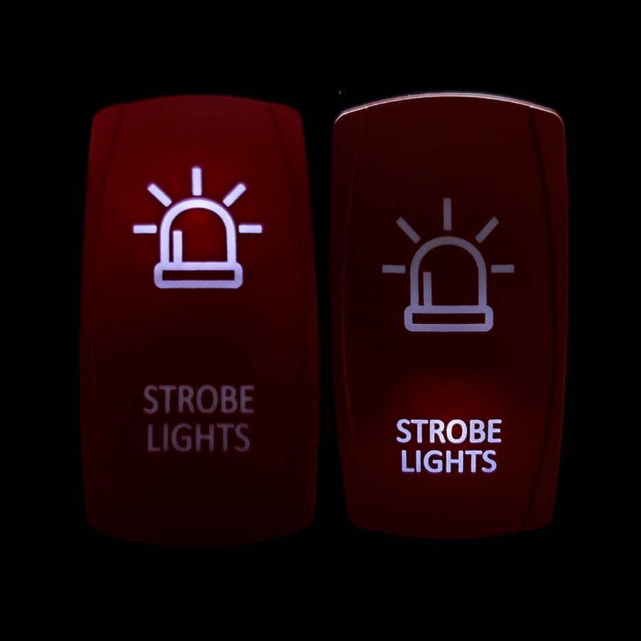 Strobe Lights On/Off Rocker Switch 4-Pin Laser Etch Red Plate for