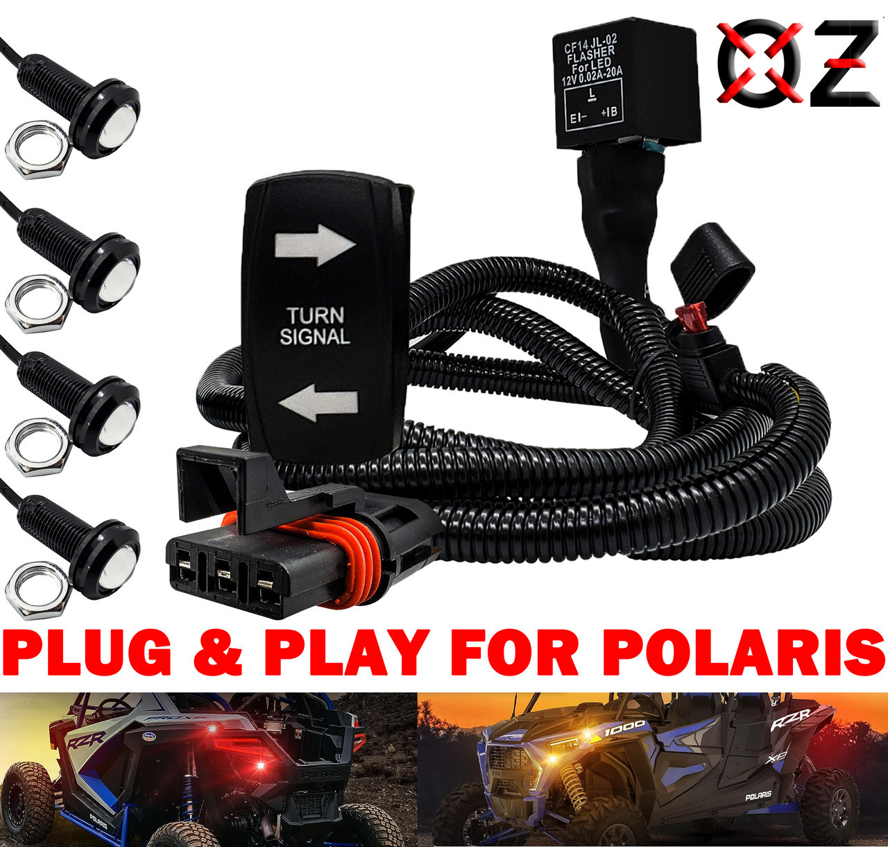 Amber & Red LED Turn Signal Kit Plug & Play Power Bus Bar Wire