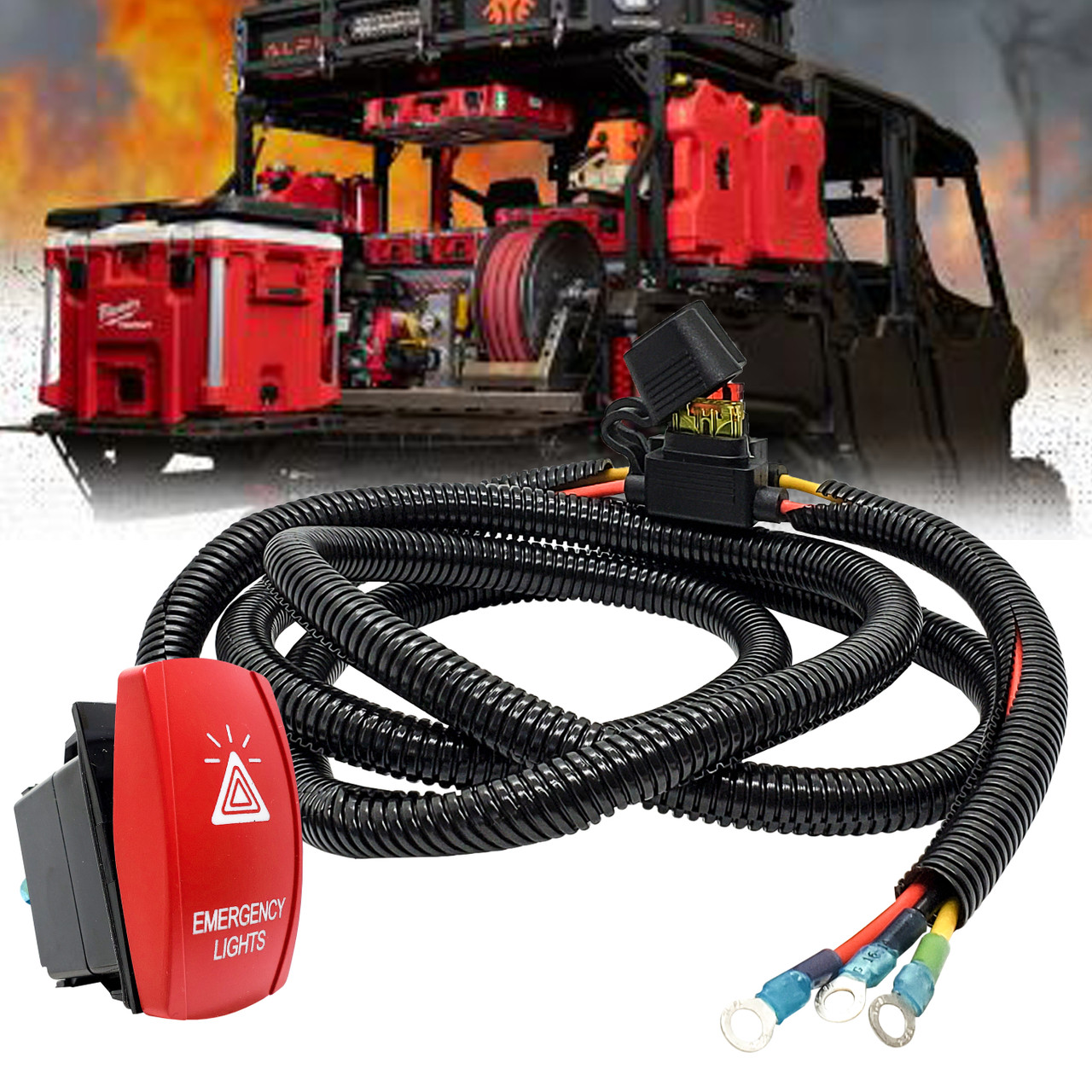Power Busbar Distribution Block Wire Harness with On/Off Emergency