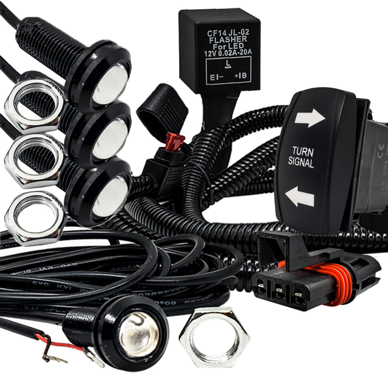 Phares LED moto NT-XP4 12V 50W haut de gamme noir avec câbles
