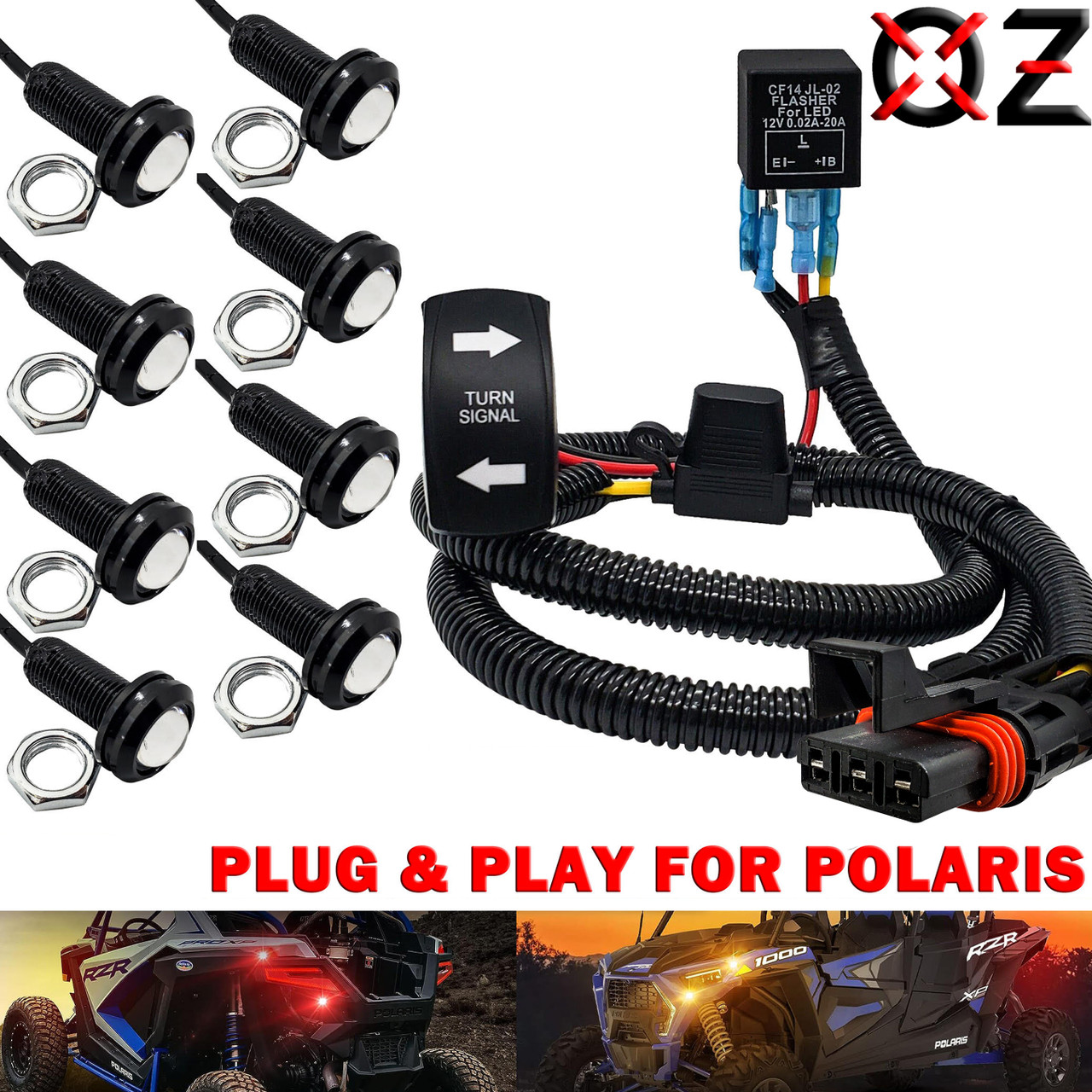 Turn Signal Kit Amber & Red LED Bolt-Beam with Plug & Play Power