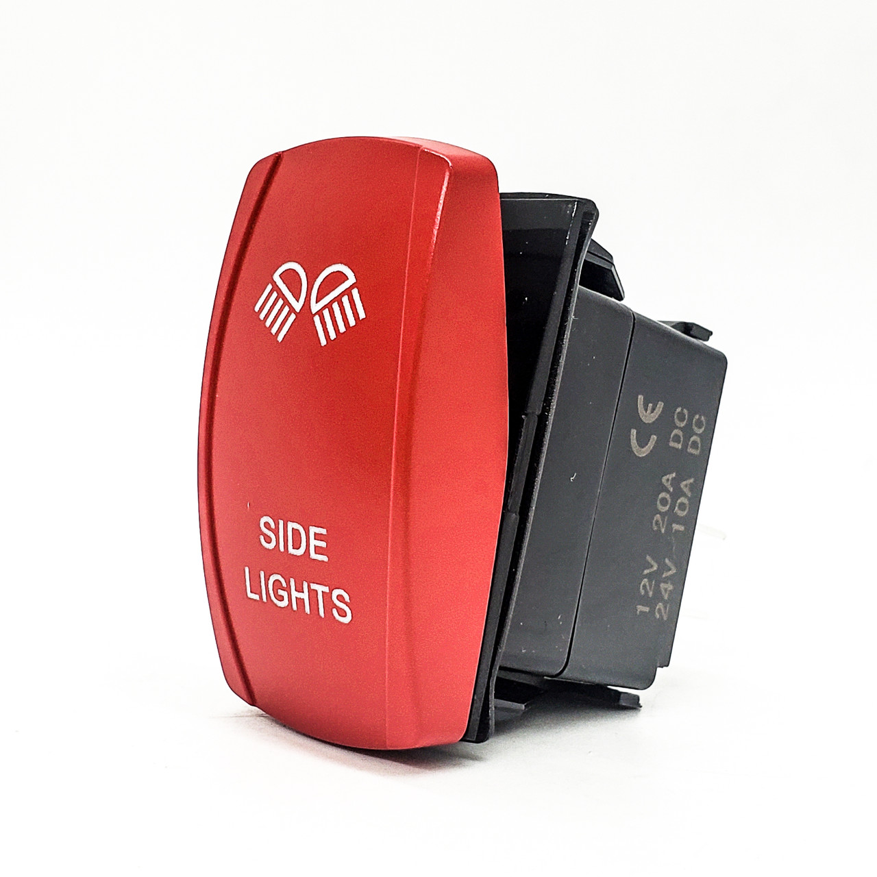 Side Lights On/Off Rocker Switch 4-Pin Laser Etch Red Plate for